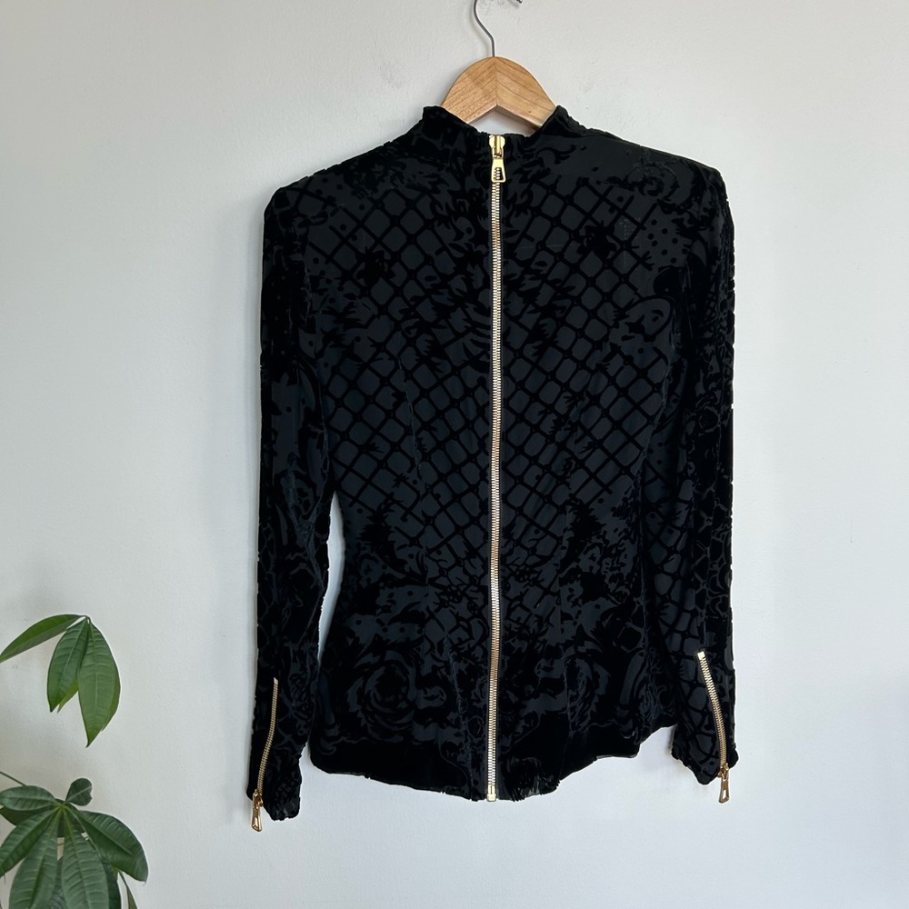 NWT Balmain x H&M Velvet Viscose Silk Long Sleeve Top Size EU34 Fits XS Size 2 - Picture 6 of 12